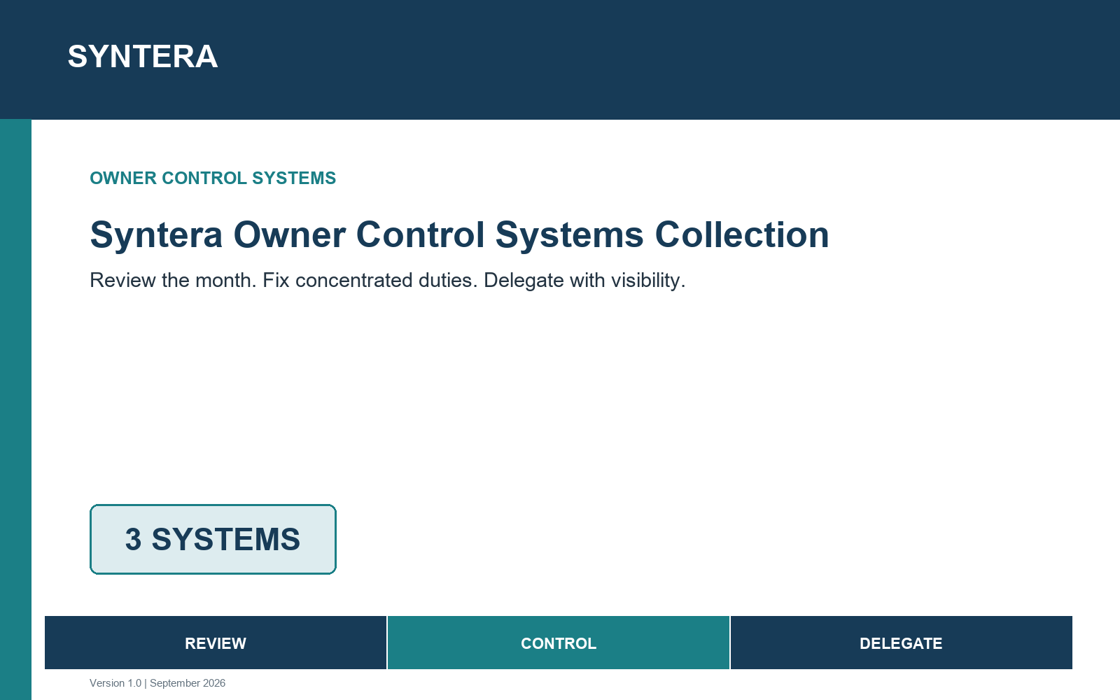 Syntera Owner Control Systems Collection